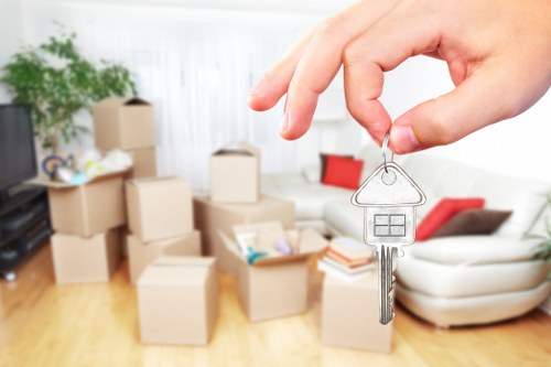 Boxes and household items prepared for transport in West London